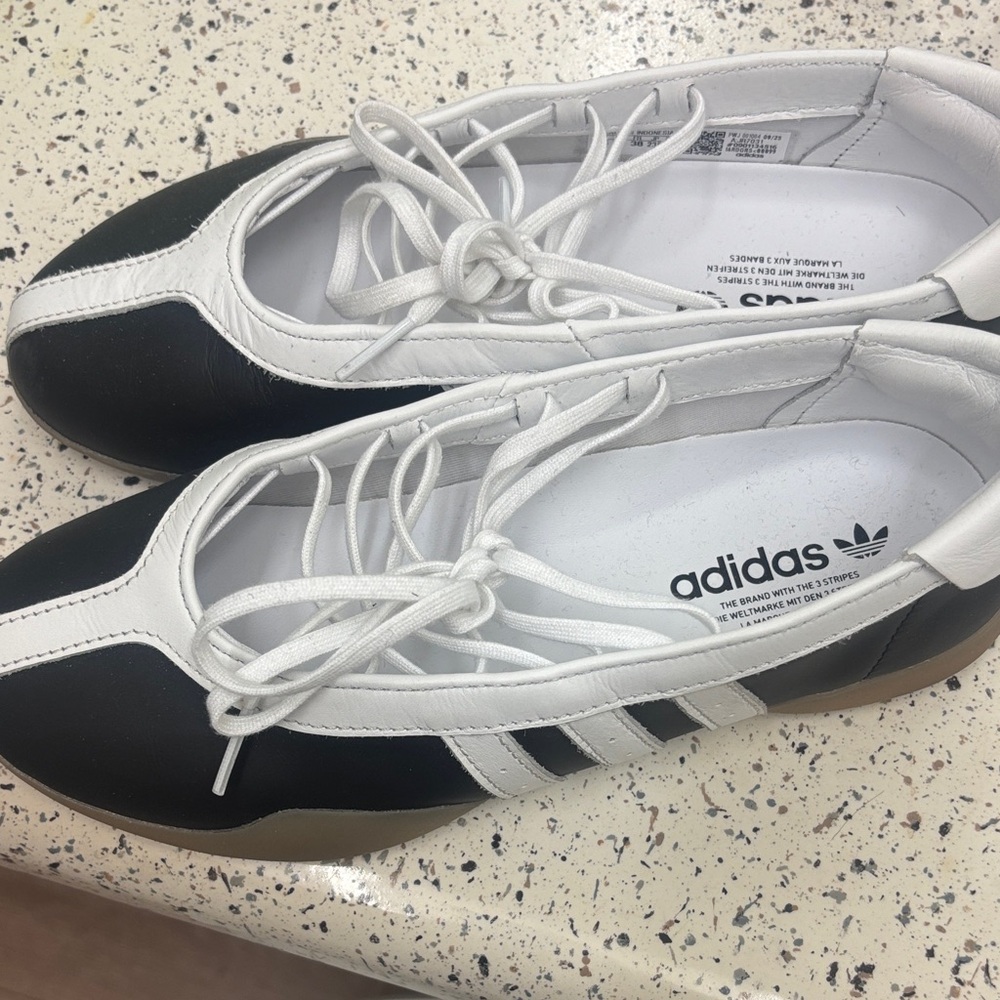 Adidas Women's Black and White Lace-Up Sneakers